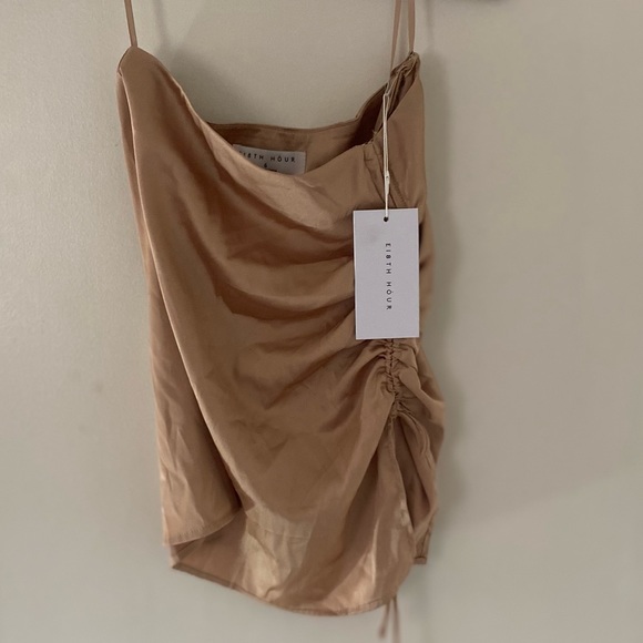 ASOS Gold Satin Ruched Mini Skirt - Picture 3 of 3